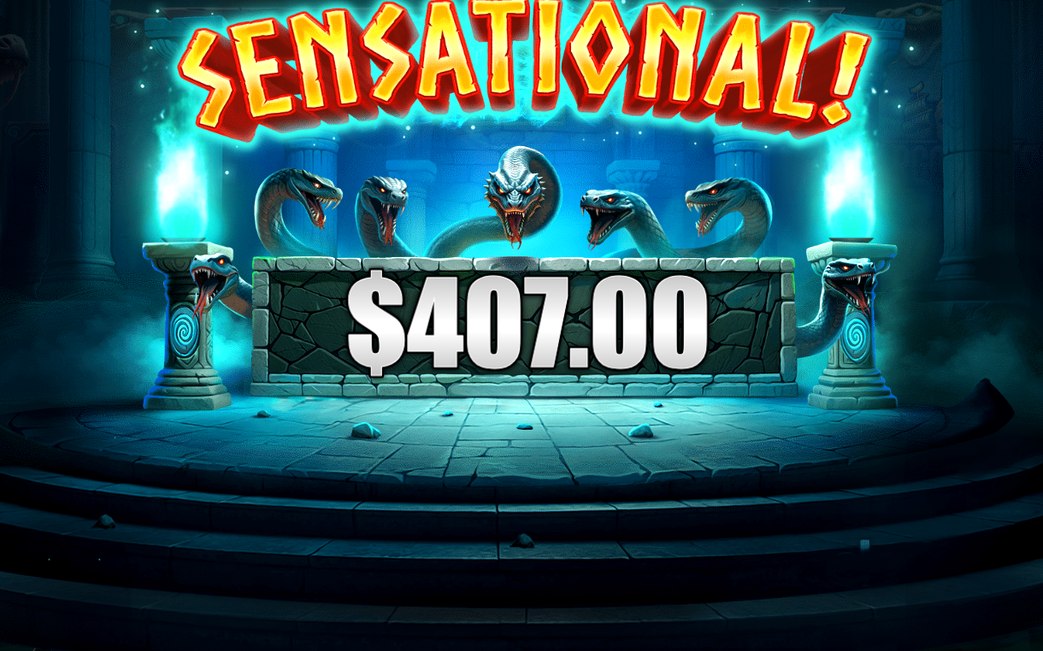Win screen at the A$0.50 example bet