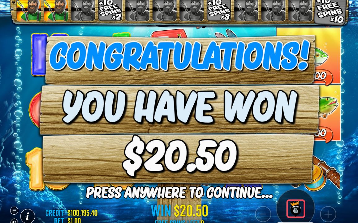 Win banner totalling a completed payline