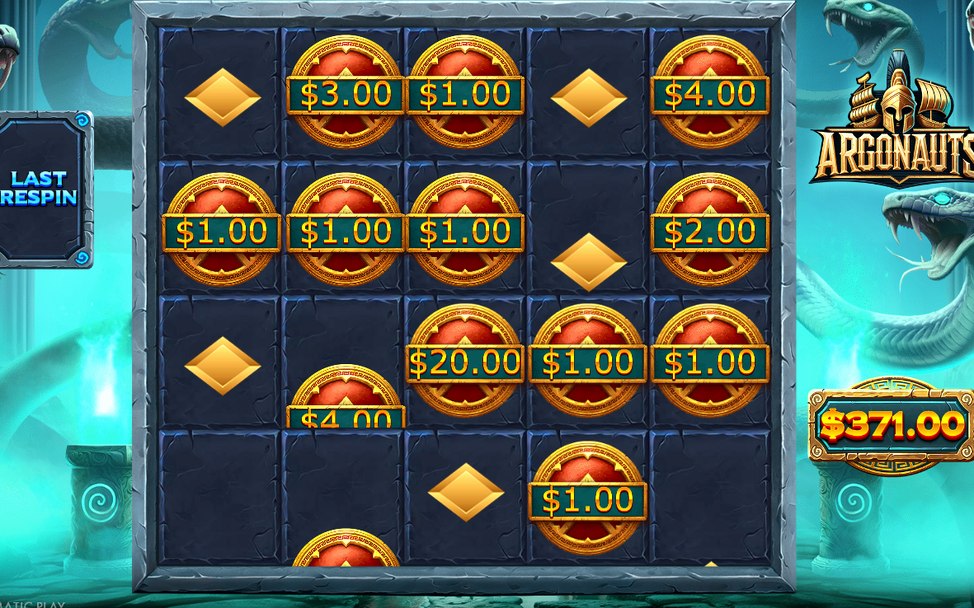 Respin grid with MONEY values in place
