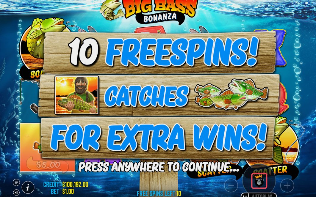 Free spins with the Fisherman collecting MONEY values